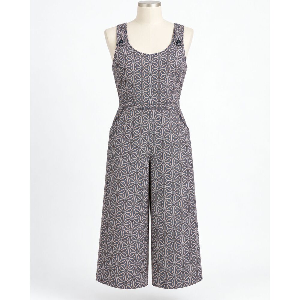 Anthropologie Elevenses Windward Blue Jumpsuit Wide Leg Size Large